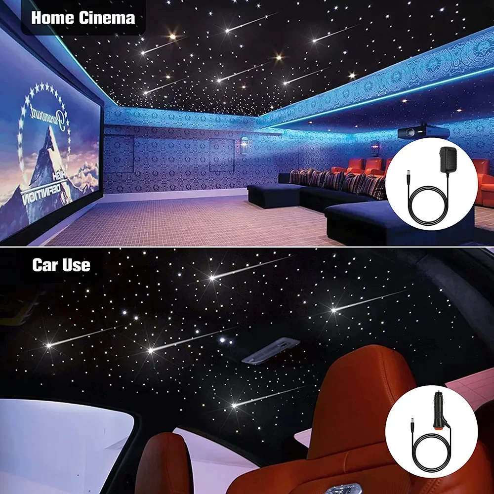 DC12V 16W RGBW Car Roof Star Lights 500pcs Twinkle LED Fiber Optic Star Ceiling Light kits for Starry Sky Optical fiber Lighting fiber optic lamp fiber optic ceiling kit