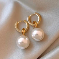 Advanced Geometric Round Micro Set Zircon Pink Pearl Pendant Earrings For Women 2025 Fashion Jewelry Accessories Girl’s Eardrop - Image 3