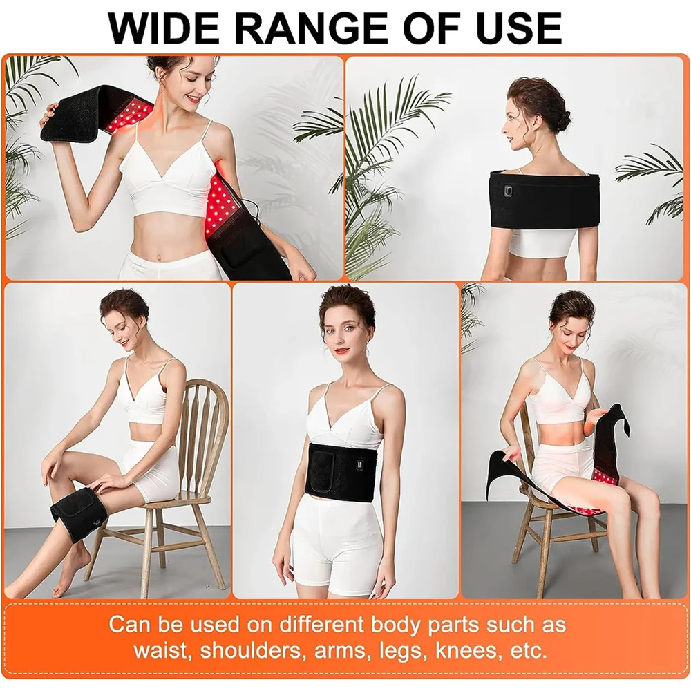 Light Therapy Belt LED Infrared Light Belt 850nm&660nm Relieve Back Waist Shoulder Knees Joints Fatigue Burning Fat Pack Slimming Belt Setting Time