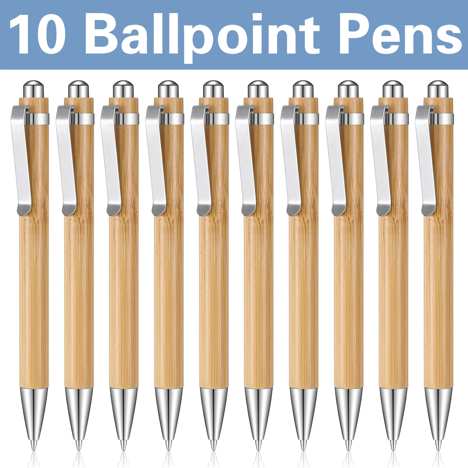 

10Pcs Bamboo Wood Ballpoint Pen Bamboo Pen 1.0mm Tip Office School Wrting Stationery Business Signature Ball Pens