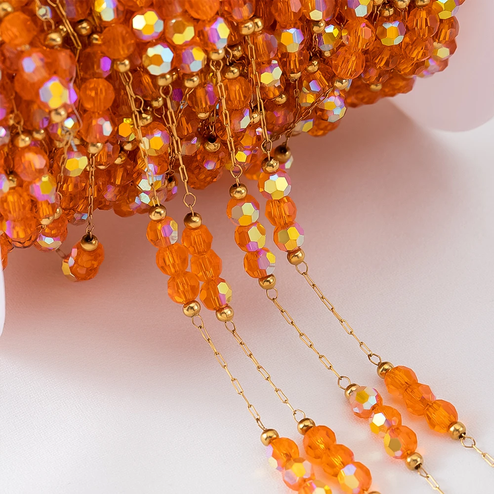 1 Meter Gradient Beaded Stainless Steel Chain for DIY Jewelry and Accessories