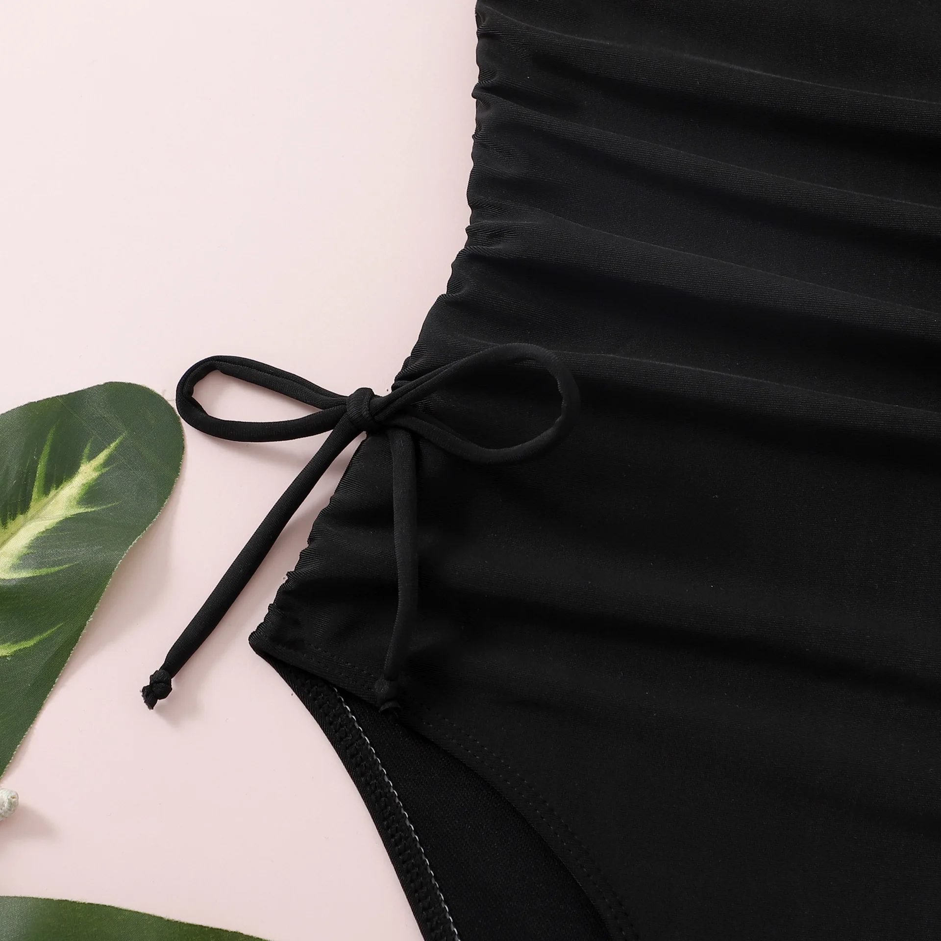 흑인 소녀 원피스 수영복 7-12 세 어린이 수영복 십대 어린이 수영복 2024 Drawstring 수영복 비치 바디 슈트