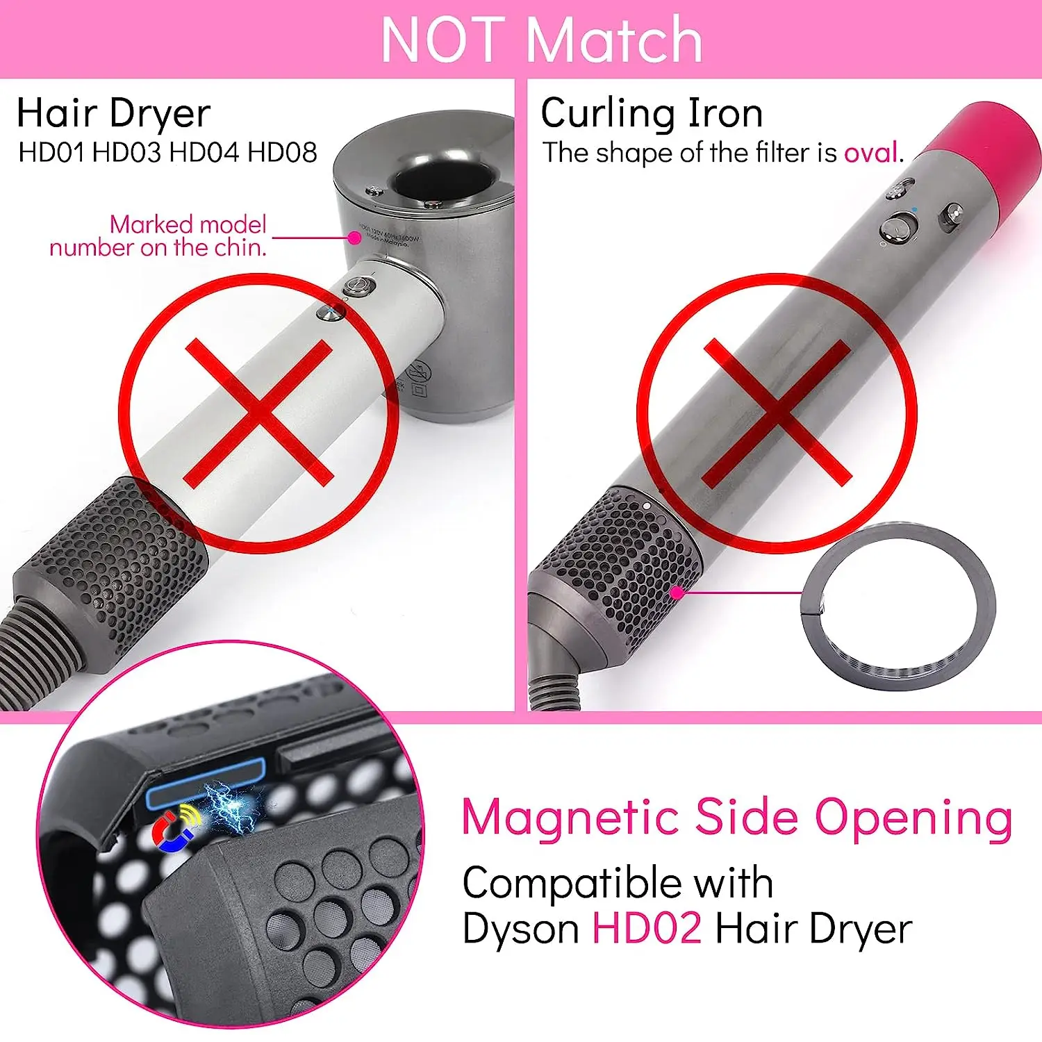 For Dyson Supersonic HD02 Model Magnetic Hair Dryer Filter
