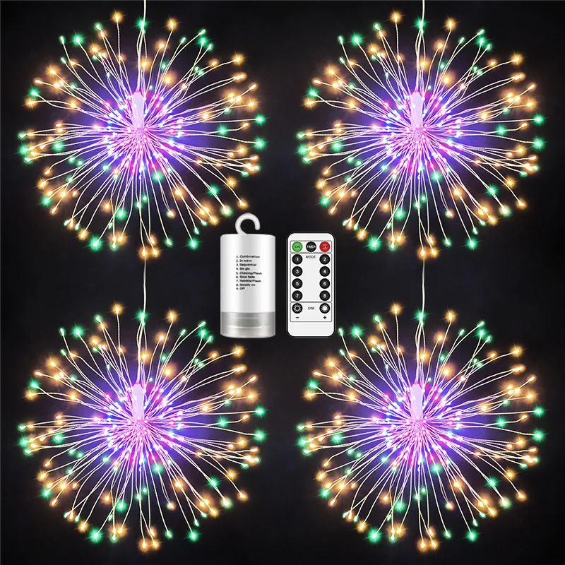 

Christmas LED Hanging Starburst String Lights 100-200 Leds Firework Fairy Garland Christmas Lights Outdoor for Party Home Decor