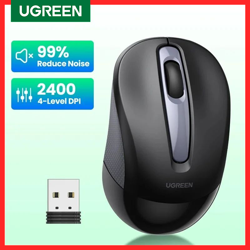 UGREEN Mouse Wireless Ergonomic Shape Silent Click 2400 DPI For MacBook Tablet Computer Laptop PC Mice Quiet 2.4G Wireless Mouse