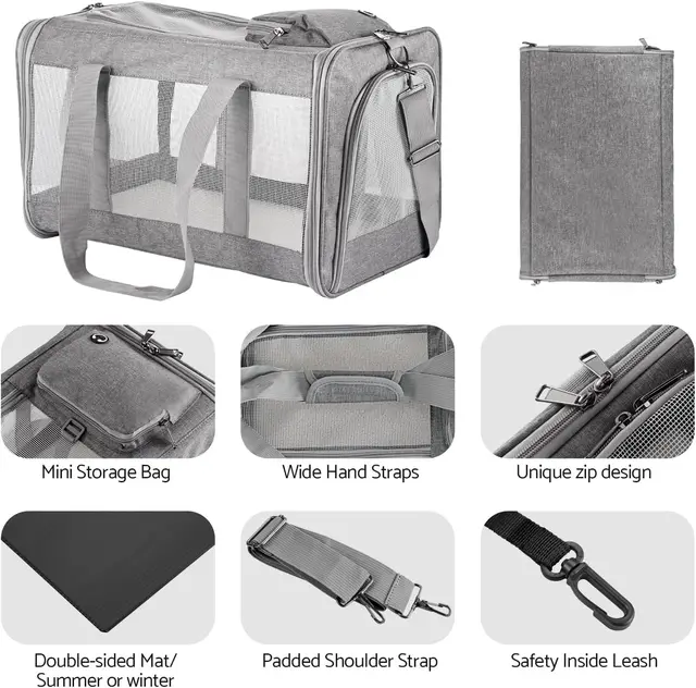 Airline Approved Soft Pet Carrier for Cats & Dogs – Breathable Travel Bag with Support Board 2