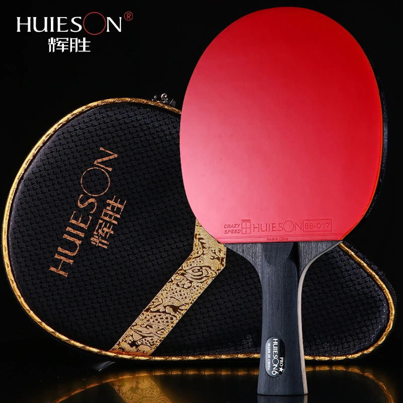 

Huieson 7 Ply Hybrid Carbon Table Tennis Racket 6 Star Ping Pong Paddle with Double Faced Speed Crazy Rubber Sheets