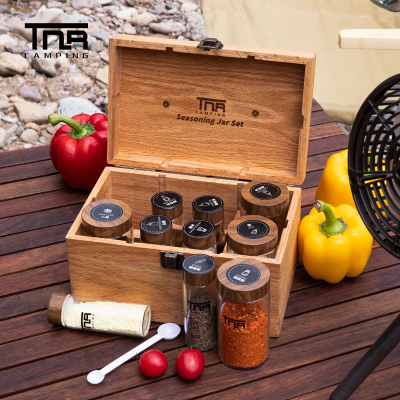 

TNR 12pcs Otudoor Camping Tableware Seasoning Jar Flavoring Bottles Set Oil Bottle With Container For BBQ Portable Picnic