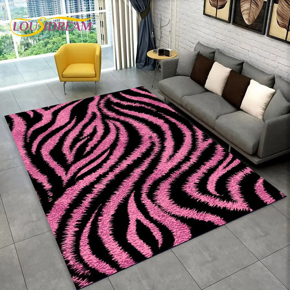 

3D Colorful Zebra Pattern Area Rug,Carpet Rug for Living Room Bedroom Sofa Office Doormat Decoration, Kids Non-slip Floor Mat