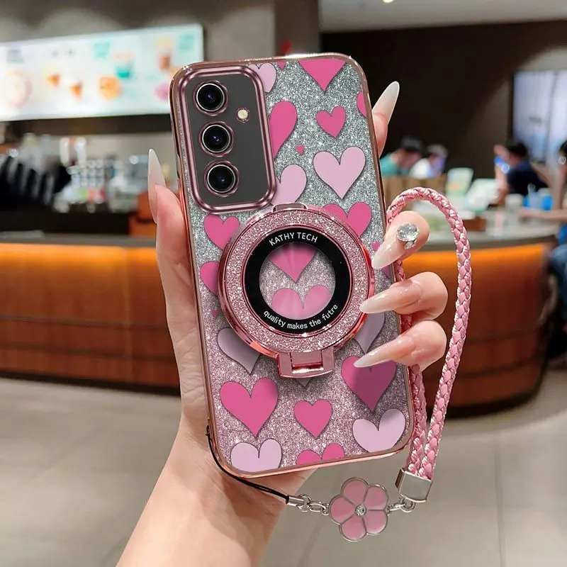 Romantic Love Phone Case Set with Lanyard and Stand - 3-Piece Kit