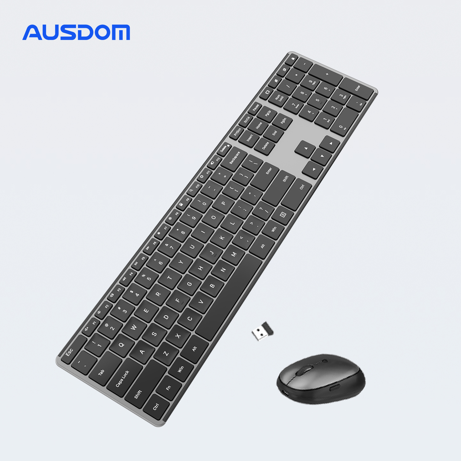 AUSDOM KAM200 Wireless Full-size Keyboard and Mouse Set Business Office Ultra-thin 2.4G Receiver For Desktop Laptops