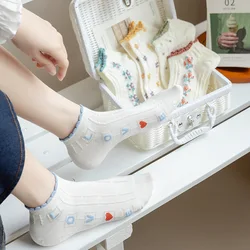 5 Pairs Set Flowers Socks Women Pack Ankle Harajuku Kawaii Cute Cotton Skarpetkie Damski Bohemia Style Floral Invisible Socks