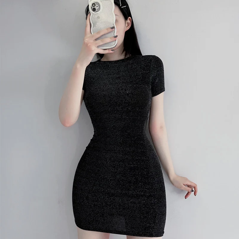 Sexy Damen Durchsichtig Stretchkleid Bodycon Geölt Glänzend Nacht Club