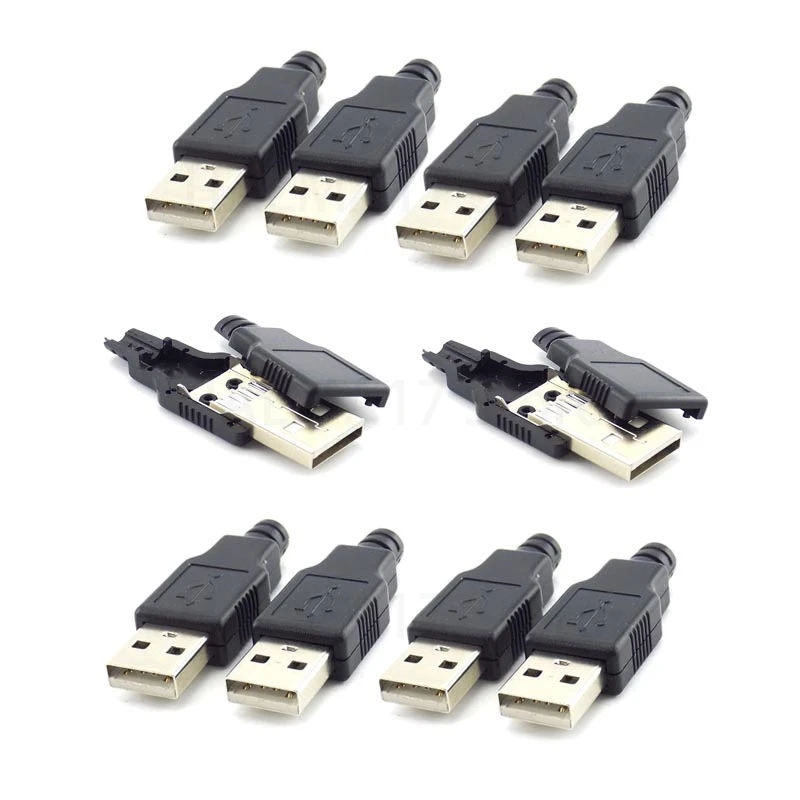 

10 шт., 4-контактные USB-разъемы типа А с черной пластиковой крышкой