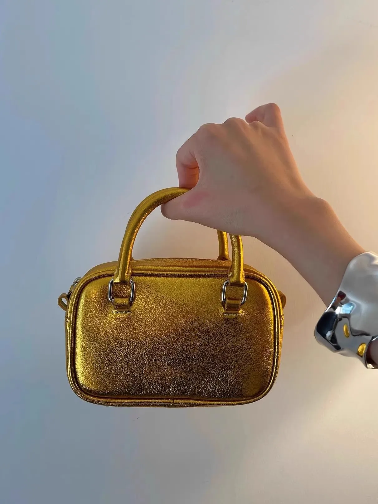 JIAERDI Vintage Gold Mini Bag Wallet Female 2025 Retro Handle Bowling Square Bag For Women Sweet Cool Casual Crossbody Bags Y2k