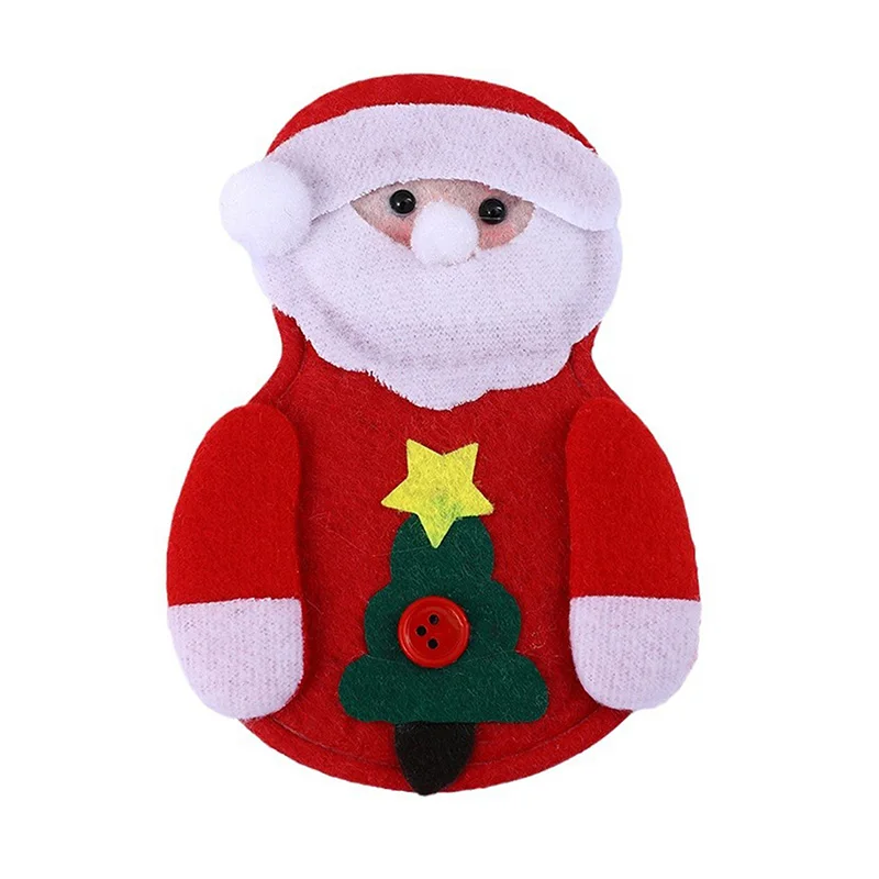 Christmas Cutlery Holder Santa/Snowman/Reindeer Shape Cloth Flatware Bags Table Decorations for Party