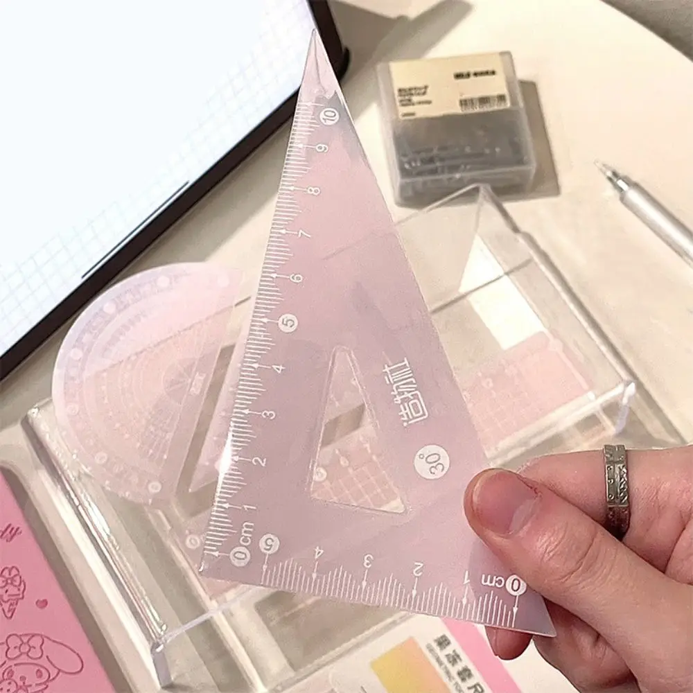 4개/세트 고품질 15/20CM 젤리 자 세트 투명 측정용 문구류 직선 자 두꺼운 세트 사각자 남아/여아용
