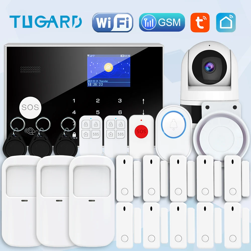 20Pcs Wireless Home Security System w/HD Camera-Optional 24/7 Professional Monitoring-No Contract-Compatible with Alexa