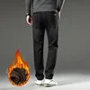 New Winter Men Thick Fleece Elastic Loose Straight Plush Wool Denim Jeans Casual Male Work Durable Warm Thermal Fitting Pants 6