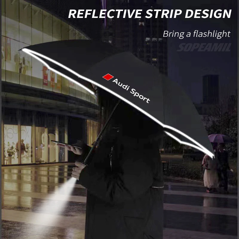 Audi Car Automatic Folding Led Light Umbrella Sun Protection Sunshade For Audi Sport A3 A4 A5 A6 A7 RS3 RS4 Q3 Q5 Q7 S3 S4 S5 TT