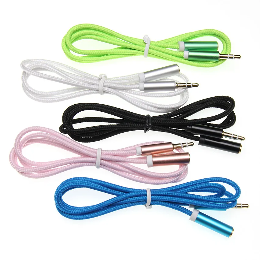 

100 шт./лот 3,5 мм удлинитель аудиокабеля штекер-гнездо Aux шнур для динамика автомобильные наушники для Xiaomi Samsung MP3/4 смартфона