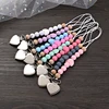 1Pcs Heart Metal Baby Nipple Clips Silicone Round Teether Beads Pacifier Chain For Baby Teething Nursing Safe Chew Toys BPA Free 2
