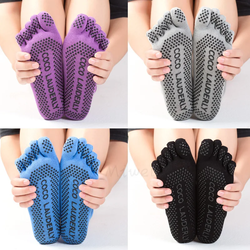 Women Yoga Non-slip Glove & Sock Set yoga socks Cotton Sweat-absorbing Sports Five-toed Socks