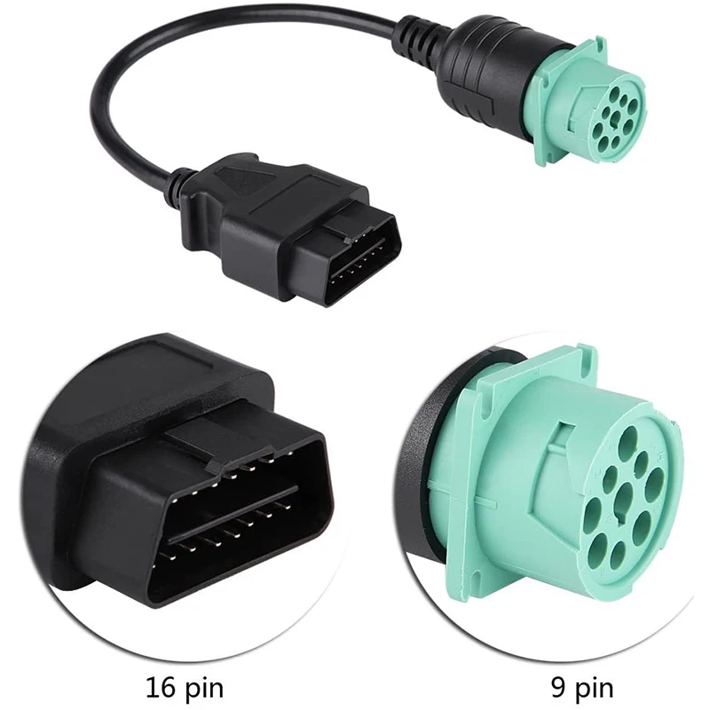 Adattatore OBD2 Da 9 Pin A 16 Pin Per Camion Pesanti - Compatibile Con J1939, Diagnostica Veicoli Commerciali