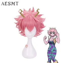 Anime My Hero Academia Mina Ashido Pink Wig with Headwear Cosplay Costume Boku No Hero Academia Heat Resistant Hair Wigs