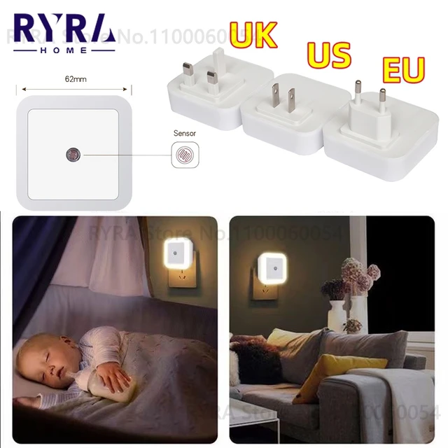 Veilleuse LED avec capteur de contrôle, lampe à économie d'énergie, prise  UE et US, veilleuse pour enfants, chambre d'enfant, escaliers - AliExpress