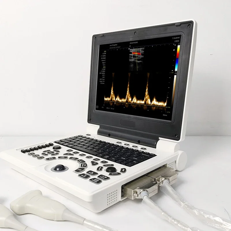 Ultrasound Scanner Veterinary Machine Laptop 12 Inch Portable Black White Doppler Farm Animals Pregnancy Convex Probes, with USB 4