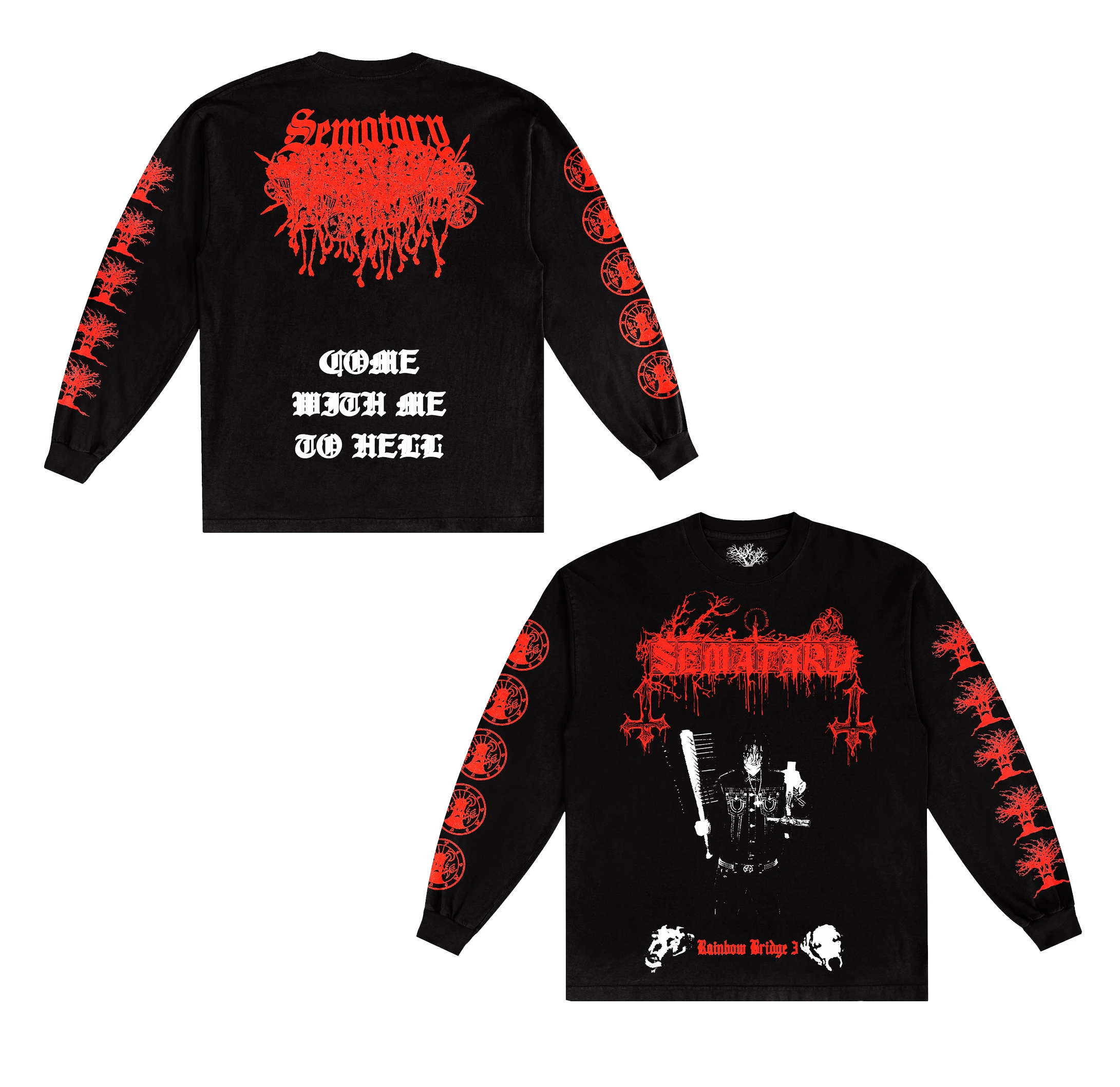 ♥︎︎∗︎*゜y2k ゴシック グランジ ダメージ加工 ロンTセット ロック レア ロゴ 長袖 Tシャツ トップス ロンT ダメージ 韓国 ストリート系