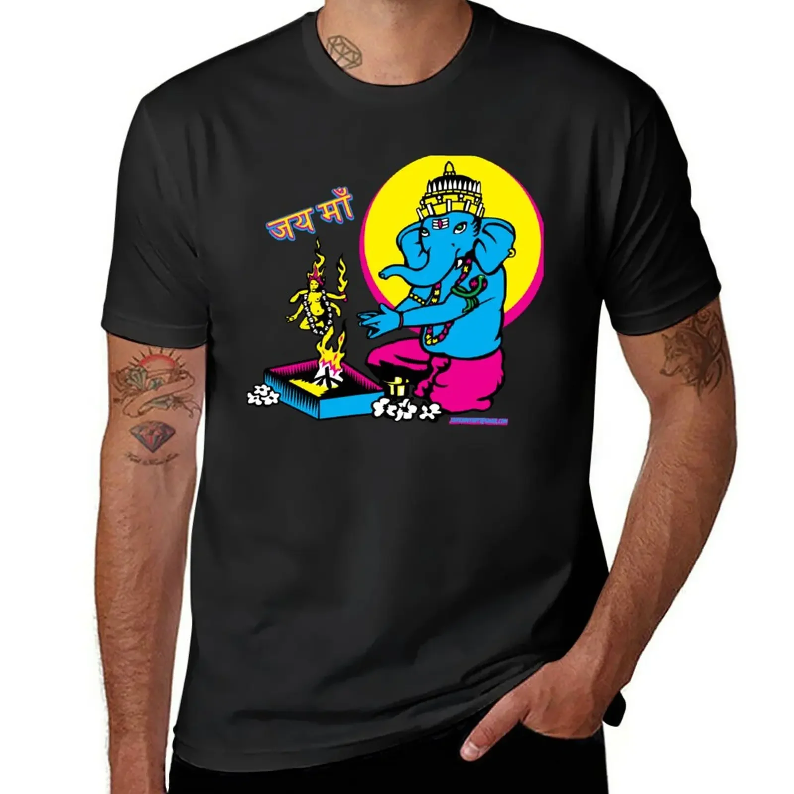 

Ganesh's Puja to Ma Jah Sunny Arts Design T-Shirt quick-drying plus sizes vintage clothes mens cotton t shirts