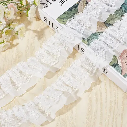 2 Yards Black White Pink Fold Wave Embroidery Lace Fabric Trim DIY Clothing Daily Home Decoration Accessory 5CM Wide - Image 3