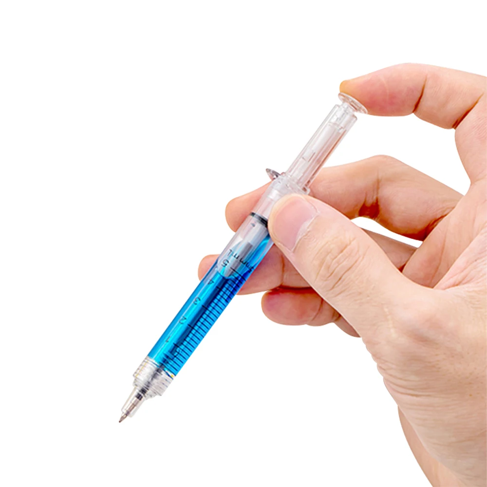 치과 진료소를위한 10 Pcs 재미있는 소설 주사기 모양의 볼펜 주사기 모양의 볼펜 사무용품 치과 의사 선물