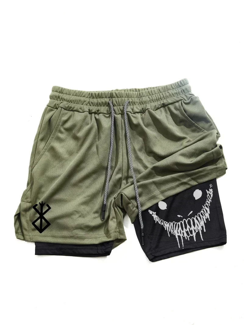 Table tennis shorts American Style Men Sports Shorts Anti-exposure Two-piece Illusion Training Shorts Casual Basketball Leisure