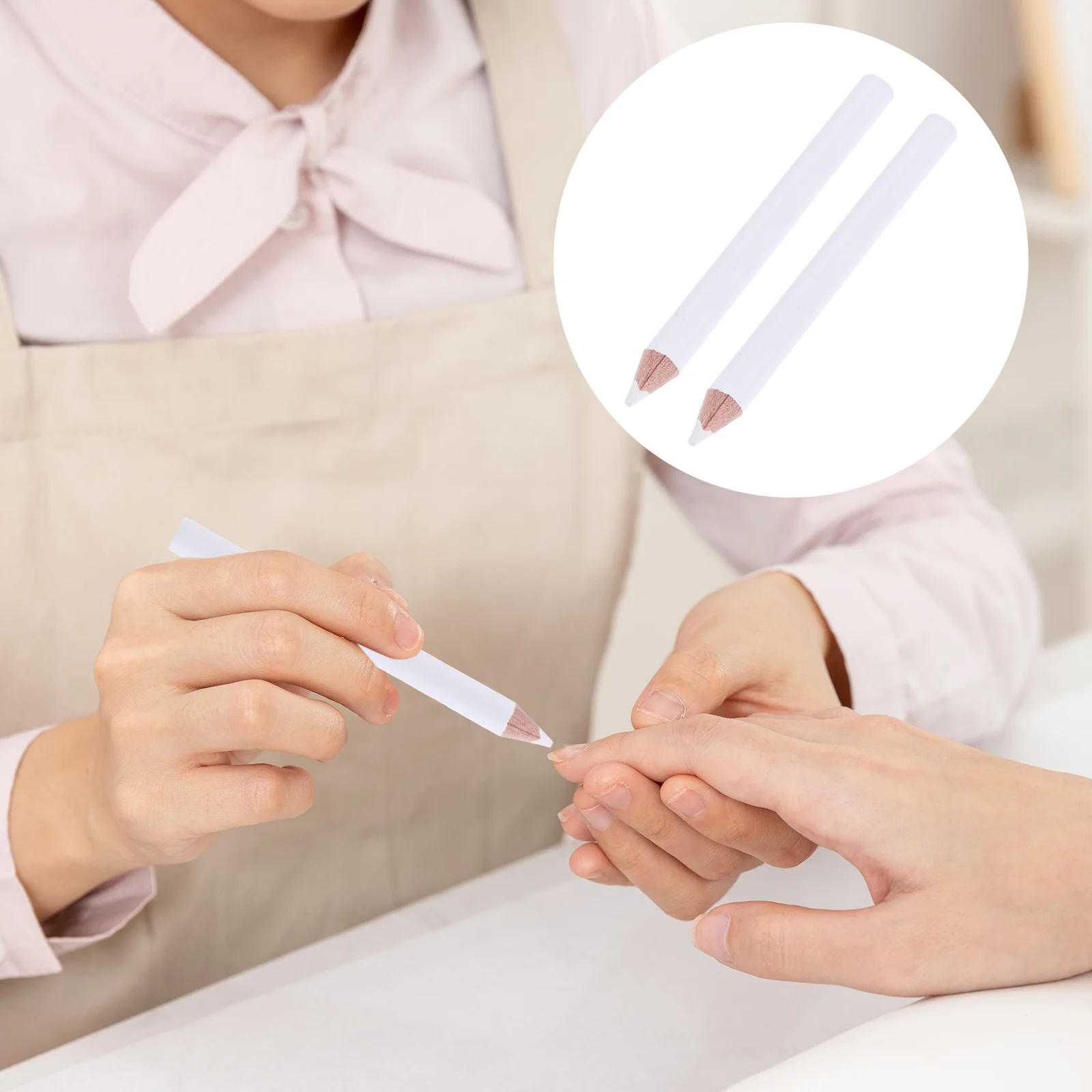 30 Pcs Crayon Absorb White Pencil Nail Gems 2- In- 1 Whitening Pencils Wooden Picking Tool 6