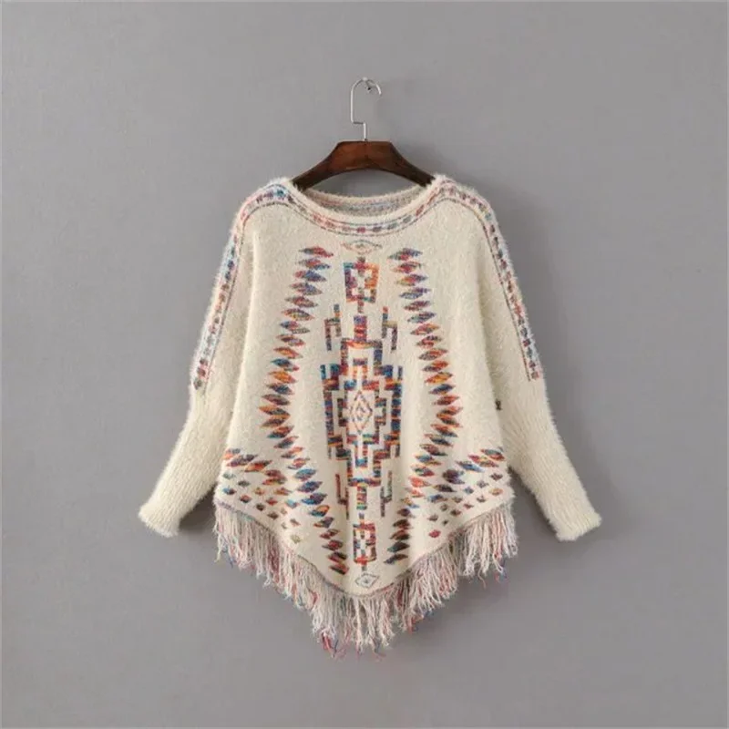 Winter Warm Maternity Women's Wool Turtleneck Long Sleeve Pullovers Plaid Knit Sweater Poncho