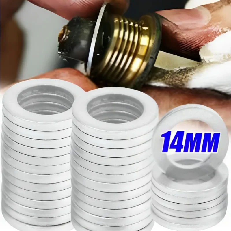 Car Engine Sump Oil Drain Seal Gasket 14mm Hole Nut Washer for Honda Engine Oil Sump Aluminium Seal Gasket Auto Parts 10-100PCS Oil Drain Plug Gasket Oil Drain Plug Seal Washer Sealing Washers