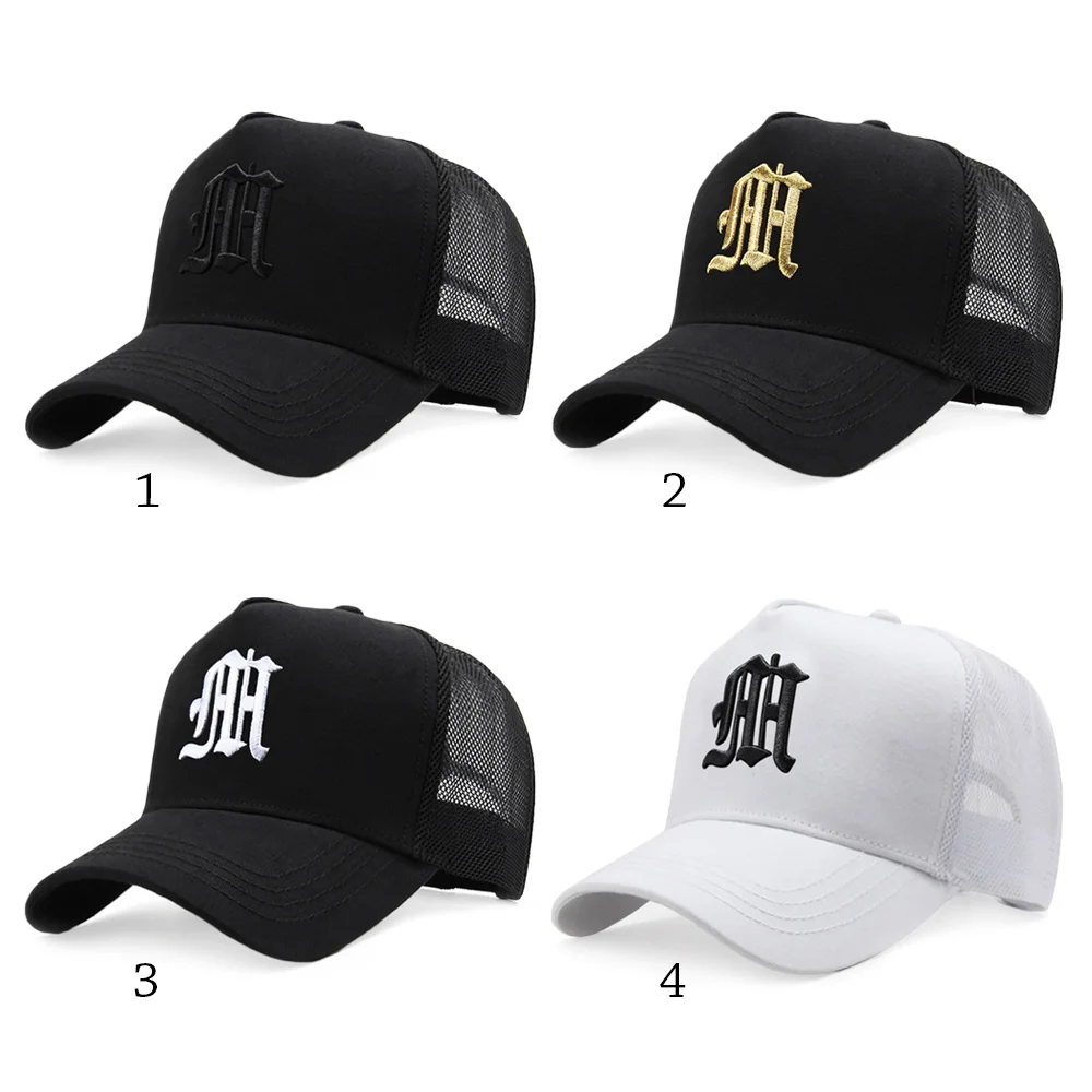 Lässige Mesh-Sommer-Baseballkappe Hip-Hop-Buchstaben-Sonnenhüte UV-Schutz Sportkappe für große Köpfe Outdoor – Detail 13