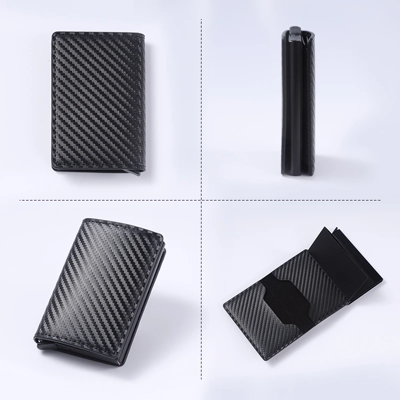 Credit Card Holder Men RFID Anti-theft Brush Pop-up Aluminum Alloy Magnetic Buckle