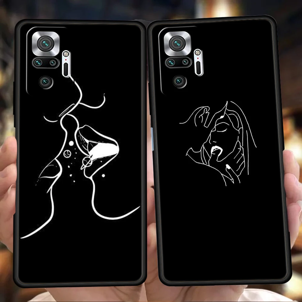 Abstrakte Linie sexy Paar Körper Telefon Fall Abdeckung für Redmi 13c 10c Note 13 12 10 11 Pro plus 7 8t k40 k50 Gaming Pro Soft shell