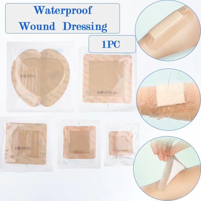 5 Sizes of Bordered Adhesive Dressing Pad Waterproof Silicone Gel Dressings for Bedsores Sacrococcygeal Buttock Wound