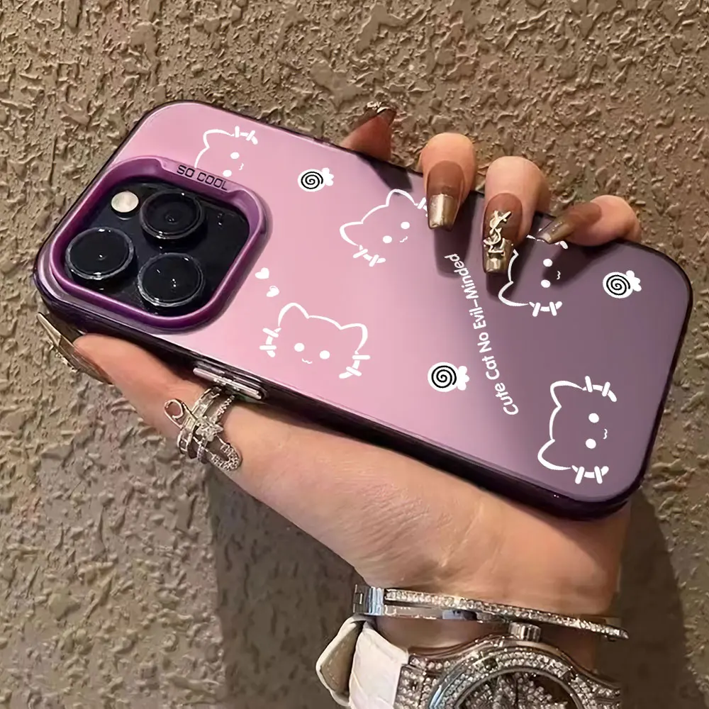 Silver IMD Silicone Bumper Phone Case with Luxury Cute Cat Design
