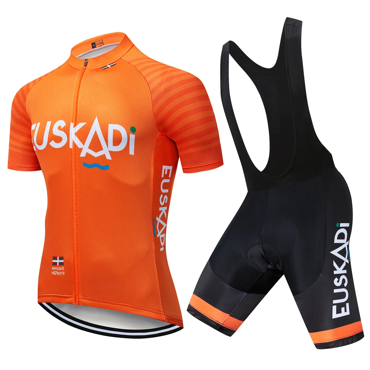 TEAM EUSKADI Cycling Jersey Set Orange 20D Bike Shorts Sets Mens cycling suit cycling jersey set