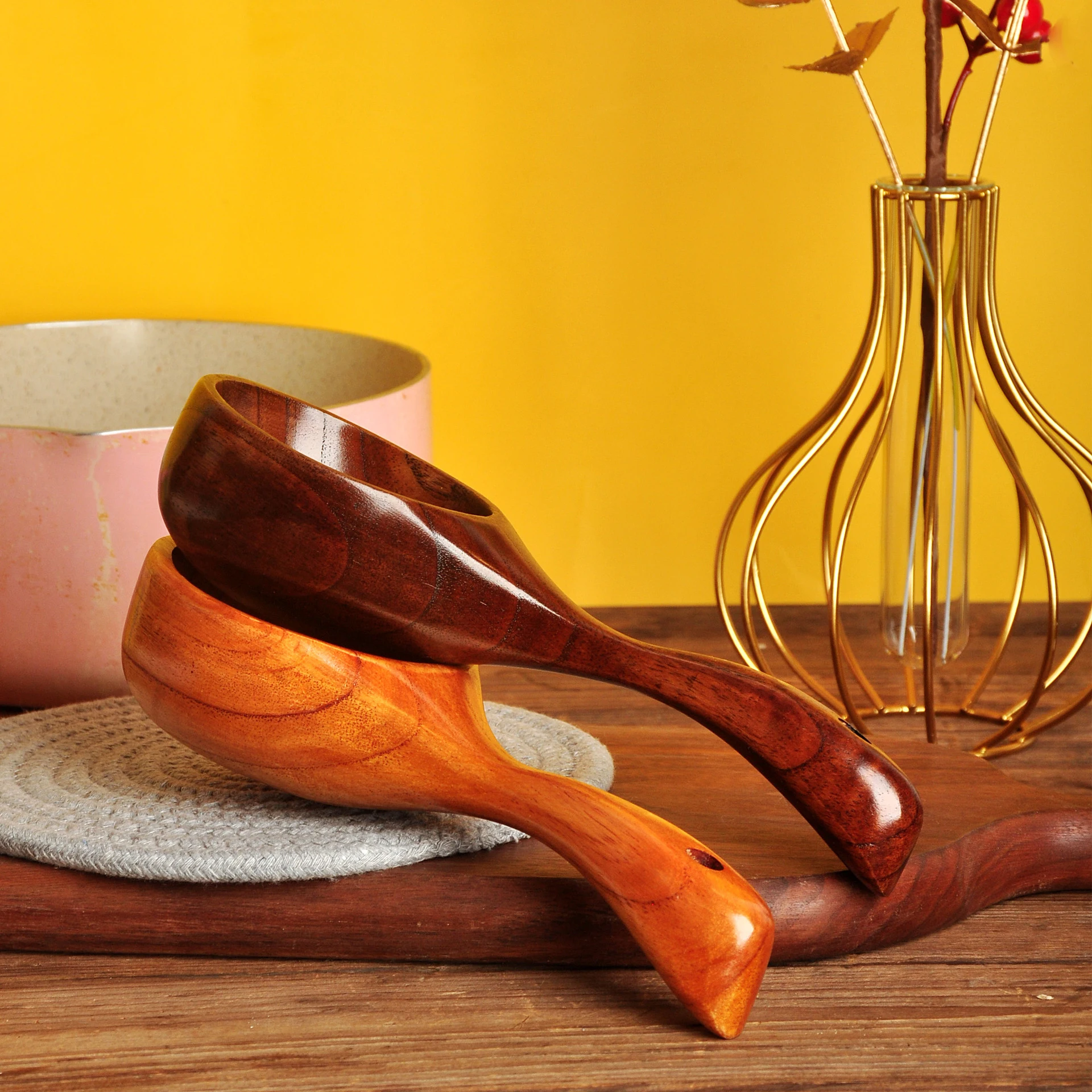 Creative Wooden Soup Spoon Large Capacity Anti-scalding Cooking Spoon Natural Wood Household Restaurant Noodle Ramen Soup