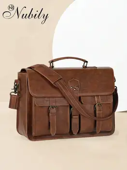 🎒 Ditch the Backpack! 15.6" Vintage Leather Bag for Men – Waterproof Laptop Briefcase & Large Capacity Satchel, Perfect for Work, Campus & Business Trip 1