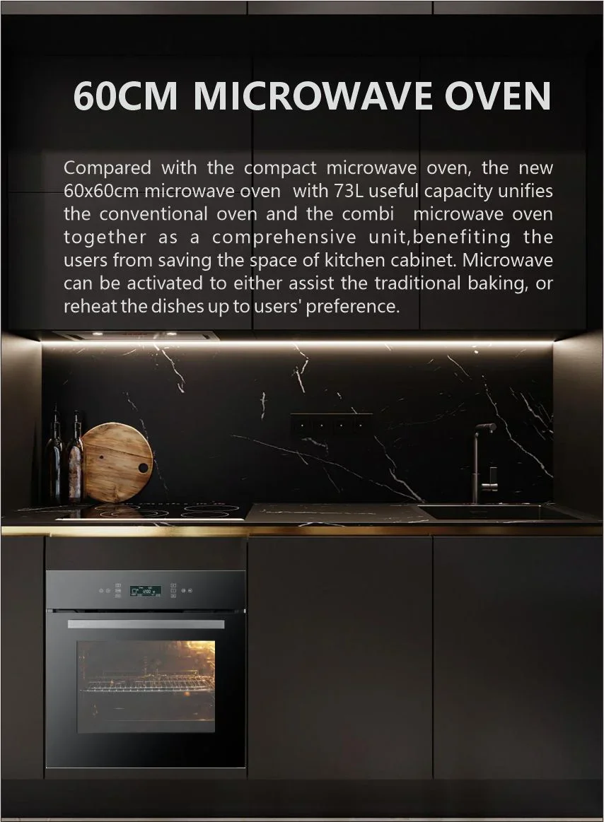 Black Glass Microwave with Grill 60cm 73L  Full Touch Built-in Microwave Oven 6