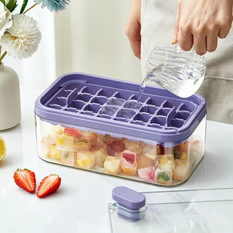 One-button Press Type Ice Mold Box Ice Cube Maker Household Ice Storage  Boxes with Shovel Ice Tray Coffee Beer Bar Accessories - AliExpress