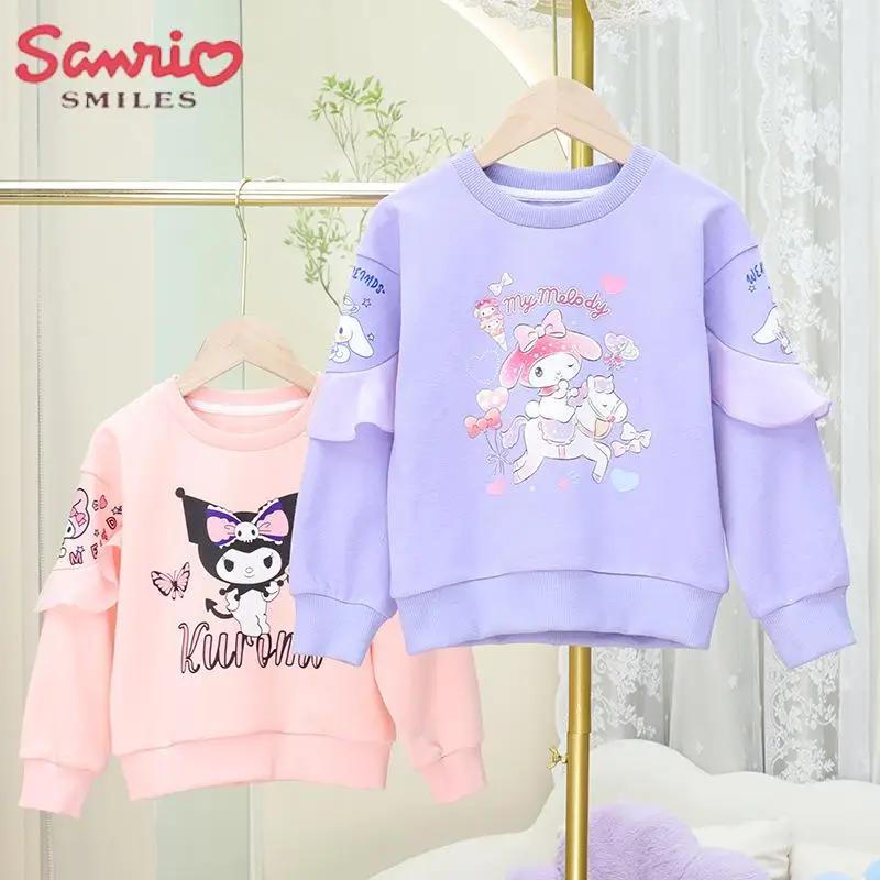 

Sanrio/Детский свитер с вырезом лодочкой и надписью «My Melody Caroon»; Спортивный топ для улицы; Симпатичное повседневное пальто; Сезон весна-осень; Подарок для девочек в стиле аниме